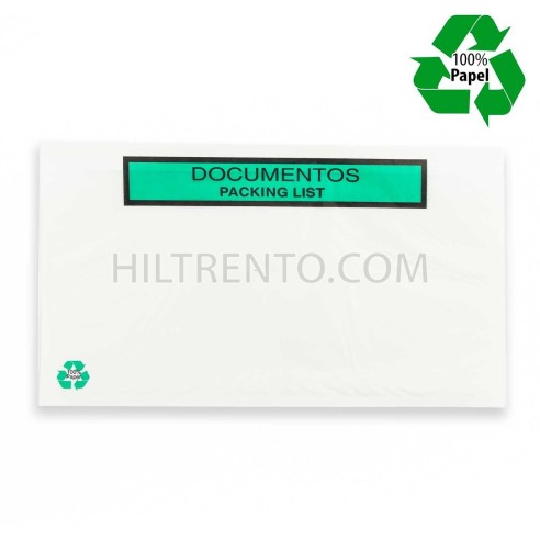 Sobre para documentos 240x135mm, 100% papel biodegradable, adhesivo - Caja 1000 uds