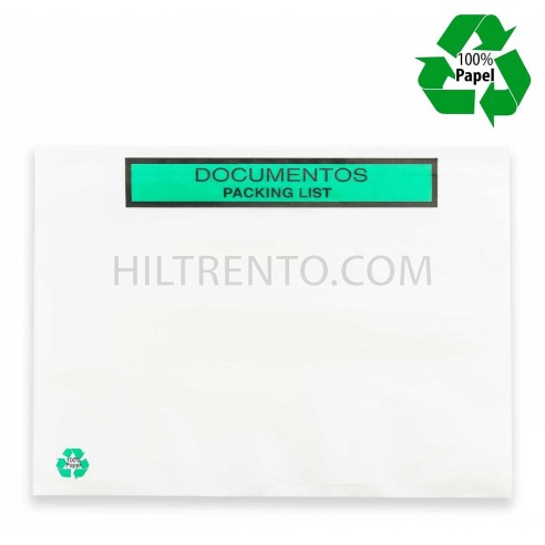 Sobre para documentos 240x180mm, 100% papel biodegradable, adhesivo - Caja 1000 uds