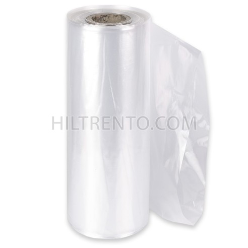 Bolsa plástico continuo tubo transparente 50 cm, G180 - Rollo 250m / 10 kg