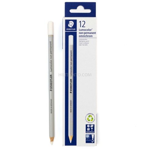 Lápiz blanco lavable STAEDTLER Omnichrom Lumocolor 108 - Caja 10 uds.