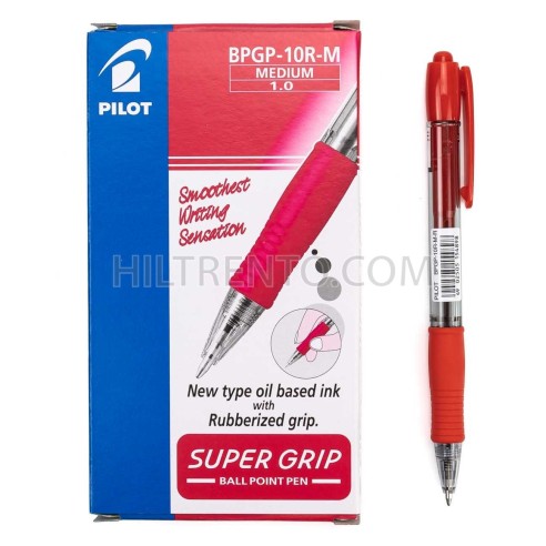 Bolígrafo PILOT Supergrip M Rojo - Caja 12 uds