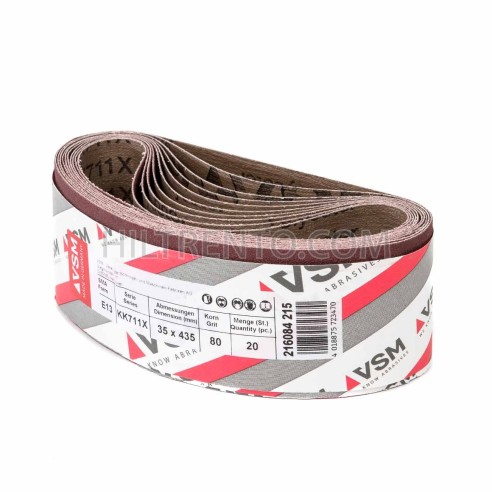 Banda de lija tela roja VITEX 435x35 mm grano 80 - Pack 10 uds