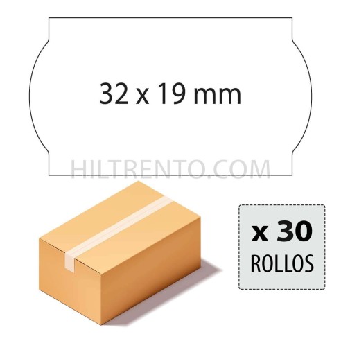 Etiquetas 32x19 blancas, adhesivo permanente - Caja 30 rollos