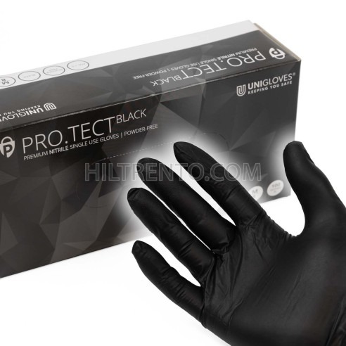 Guantes negros unigloves Pro.Tect Black nitrilo alta resistencia - 100 uds