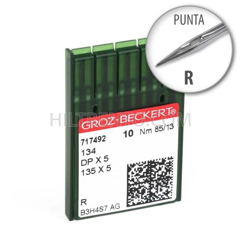 Agujas Groz-Beckert 134 80/12 punta R - Pack 10 uds