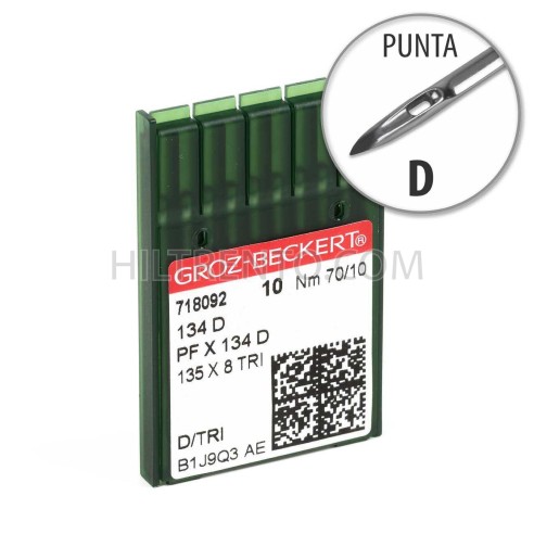 Aguja Groz-Beckert 134 75/10 Punta D - Pack 10 uds