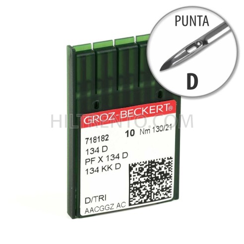 Aguja Groz-Beckert 134 130/21 Punta D - Pack 10 uds