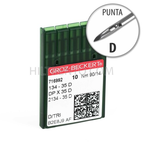 Aguja Groz-Beckert 134-35 140/22 Punta R - Pack 10 uds