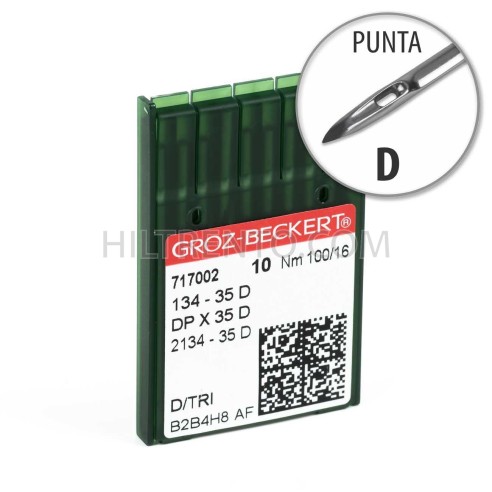 Aguja Groz-Beckert 134-35 100/16 Punta D - Pack 10 uds