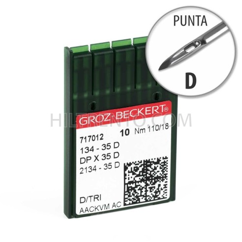 Aguja Groz-Beckert 134-35 110/18 Punta D - Pack 10 uds