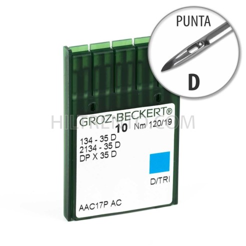 Aguja Groz-Beckert 134-35 120/19 Punta D - Pack 10 uds