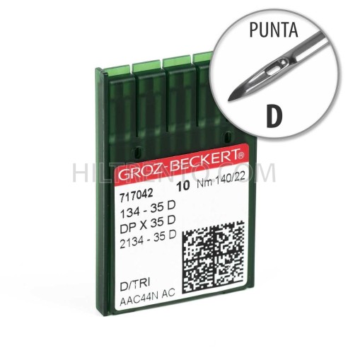 Aguja Groz-Beckert 134-35 140/22 Punta D - Pack 10 uds