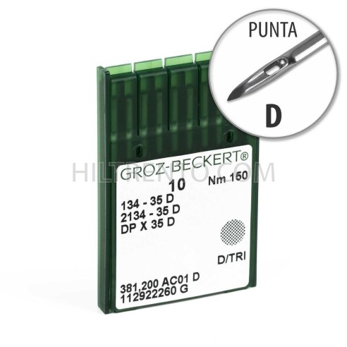 Aguja Groz-Beckert 134-35 150 Punta D - Pack 10 uds