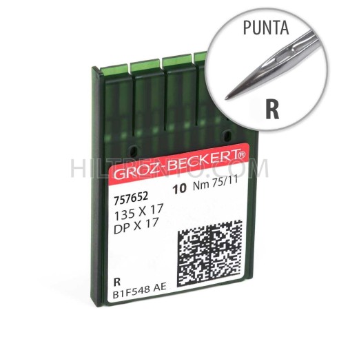 Aguja Groz-Beckert 135X17 75/11 Punta R - Pack 10 uds