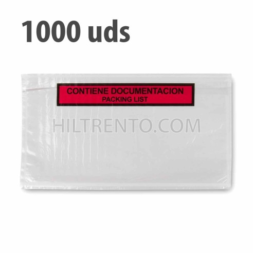 Sobre "contiene documentación" packing list adhesivo 240x140mm - Pack 1000 uds