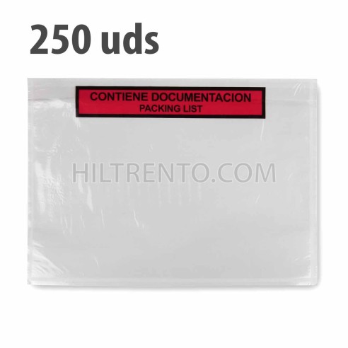 Sobre "contiene documentación" packing list adhesivo 240x180mm - Pack 250 uds