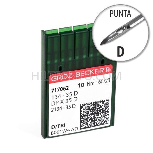 Aguja Groz-Beckert 134-35 160/23 Punta D - Pack 10 uds