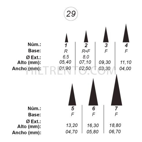 Agujas de perforar ref.29 (7 números)