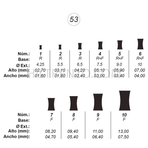 Agujas de perforar ref.53 (10 números)