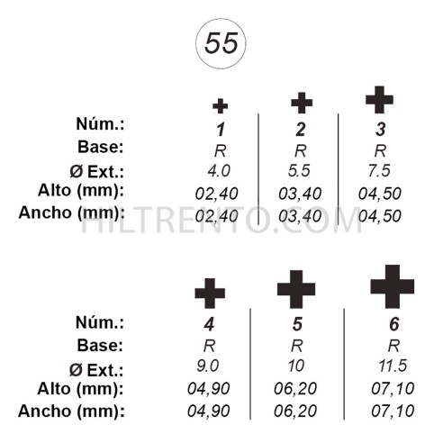 Agujas de perforar ref.55 (6 números)