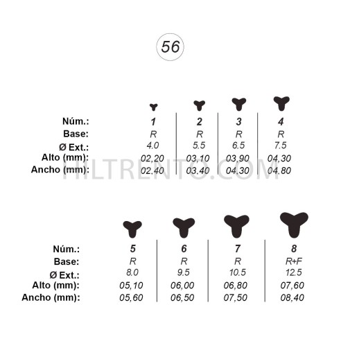 Agujas de perforar ref.56 (8 números)