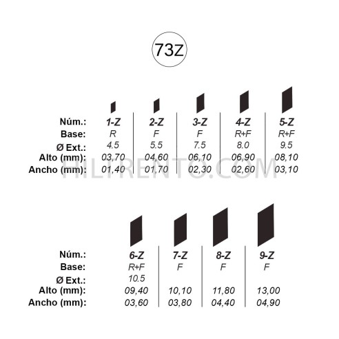 Agujas de perforar ref.73-Z (9 números)