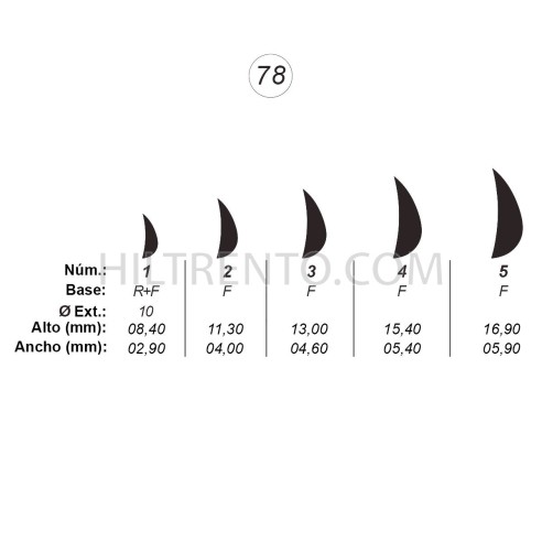 Agujas de perforar ref.78 (5 números)